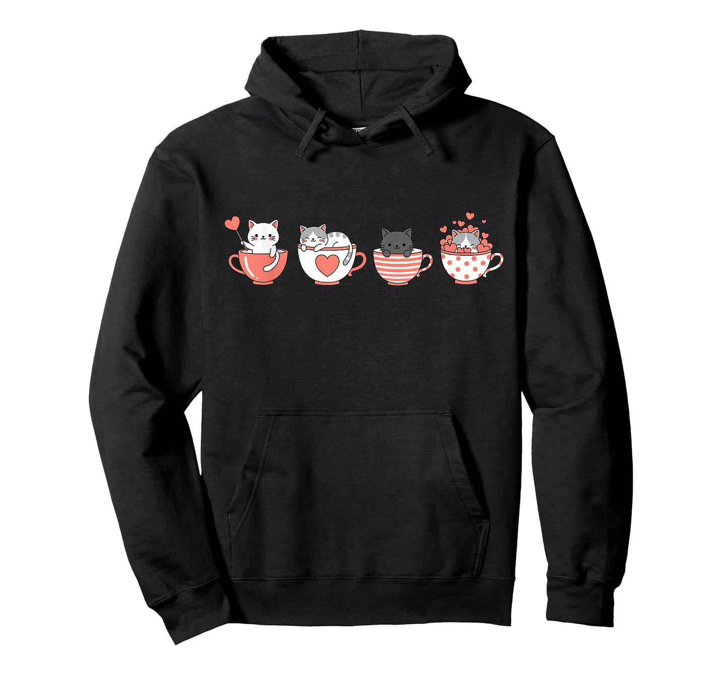Kawaii Cat Cute Valentine Hearts Teacup Kitty T-Shirt