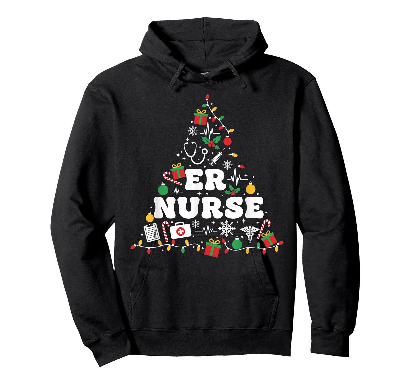 ER Nurse Christmas Tree Lights Womens Mens Kids T-Shirt