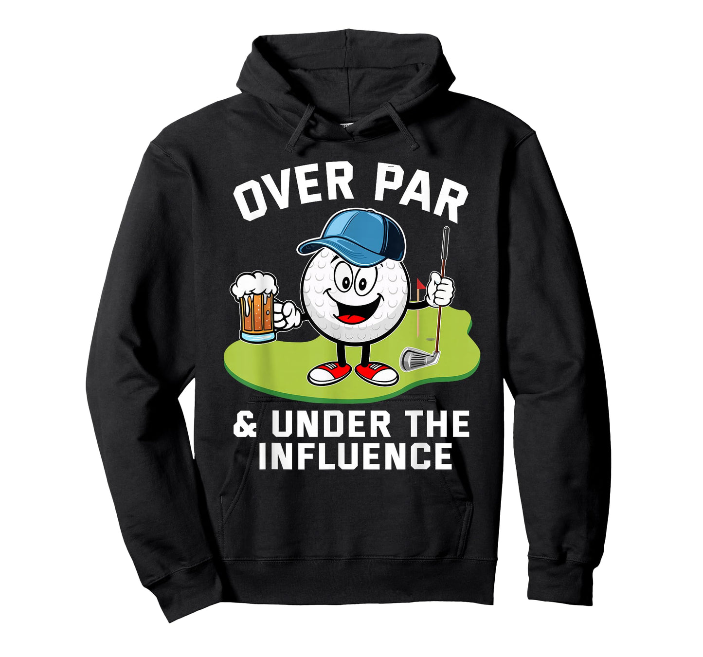 Over Par and Under The Influence Drinking Beer Golfing T-Shirt