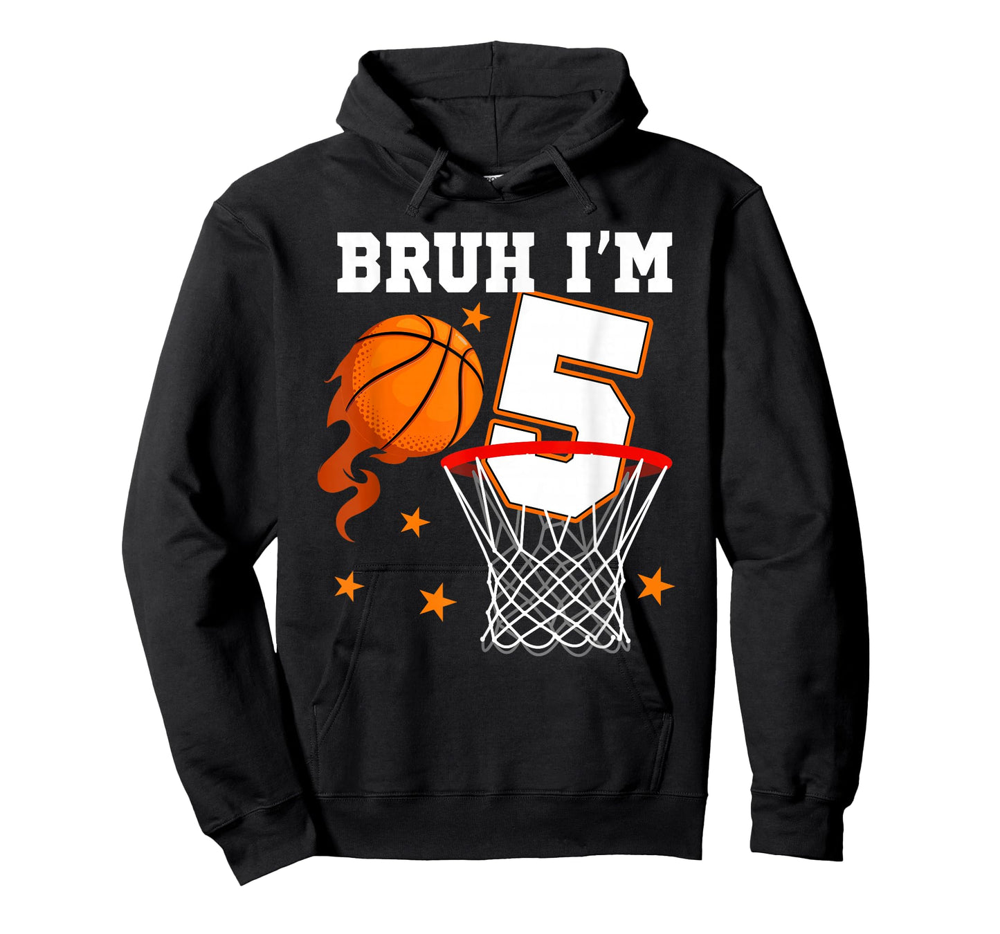 Bruh I'm 5 Year Old Birthday Basketball Themed Party 5th T-Shirt