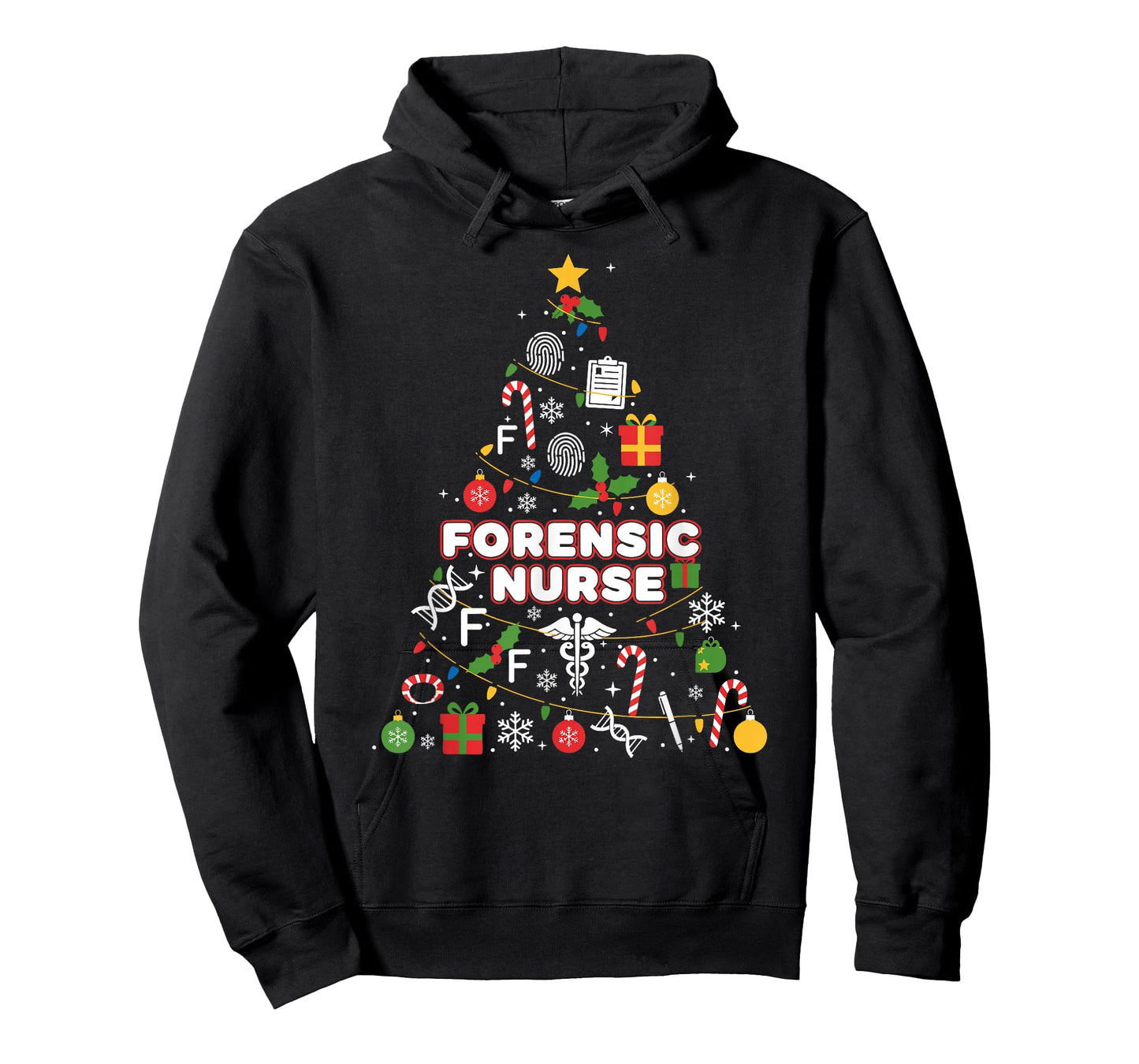 Forensic Nurse Christmas Tree Lights Womens Mens Kids T-Shirt