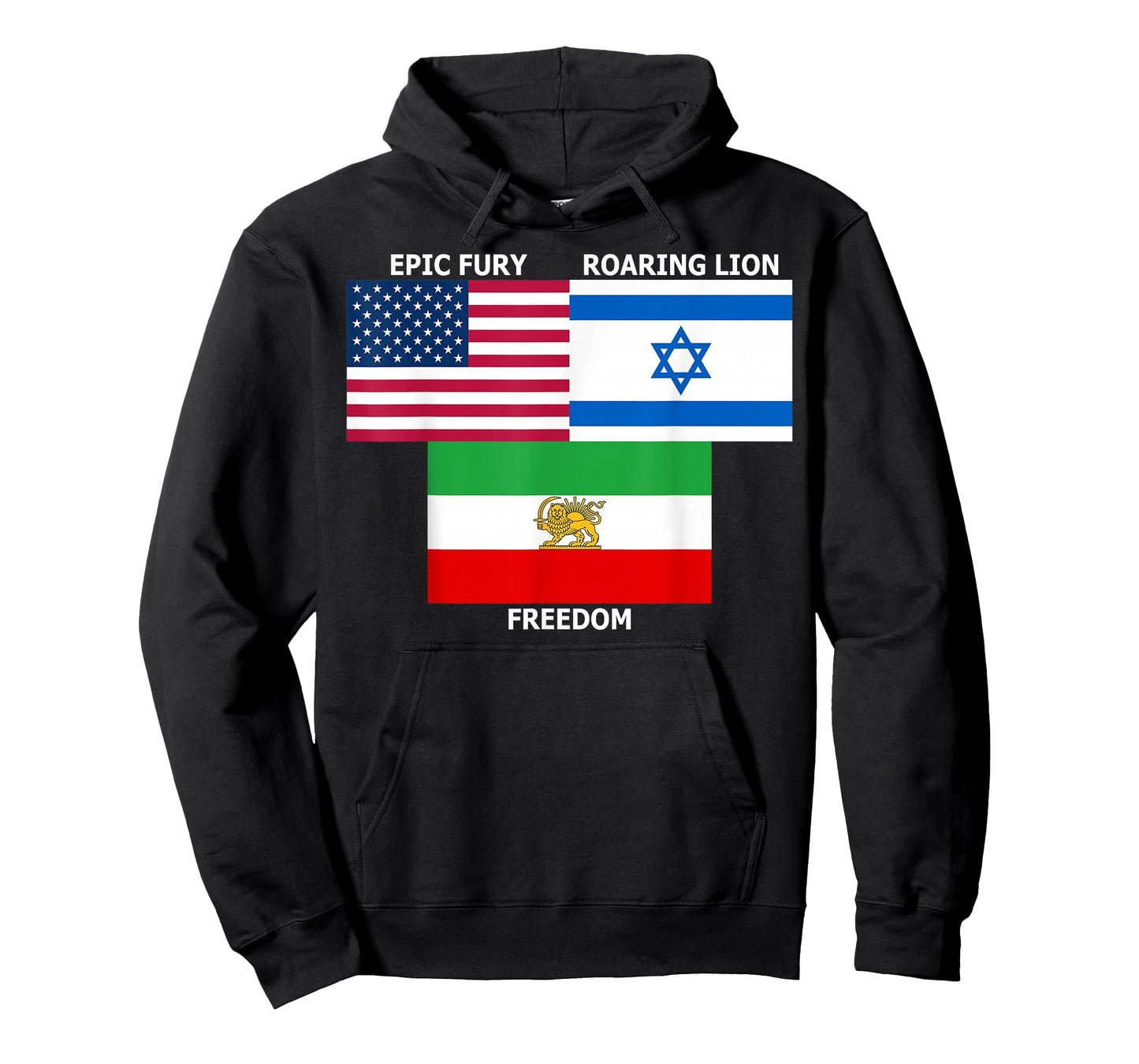 United States Israel Iran Lion and Sun Flags, Freedom Unity T-Shirt