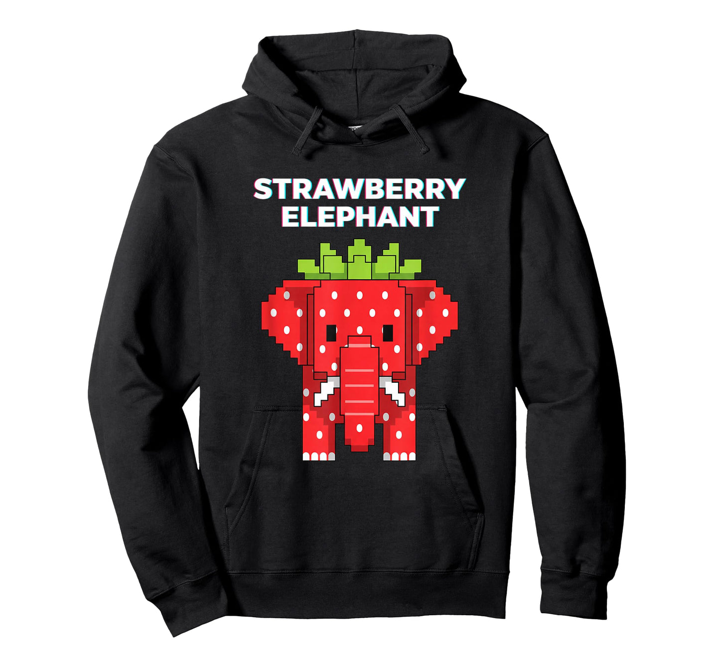 Strawberry Elephant Pixel Art Cute Jungle Animal Funny Kids T-Shirt