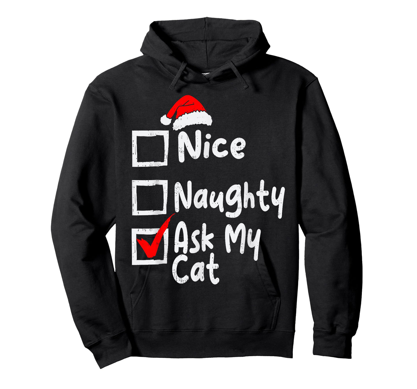 Nice Naughty Ask My Cat Funny Christmas List Family Matching T-Shirt