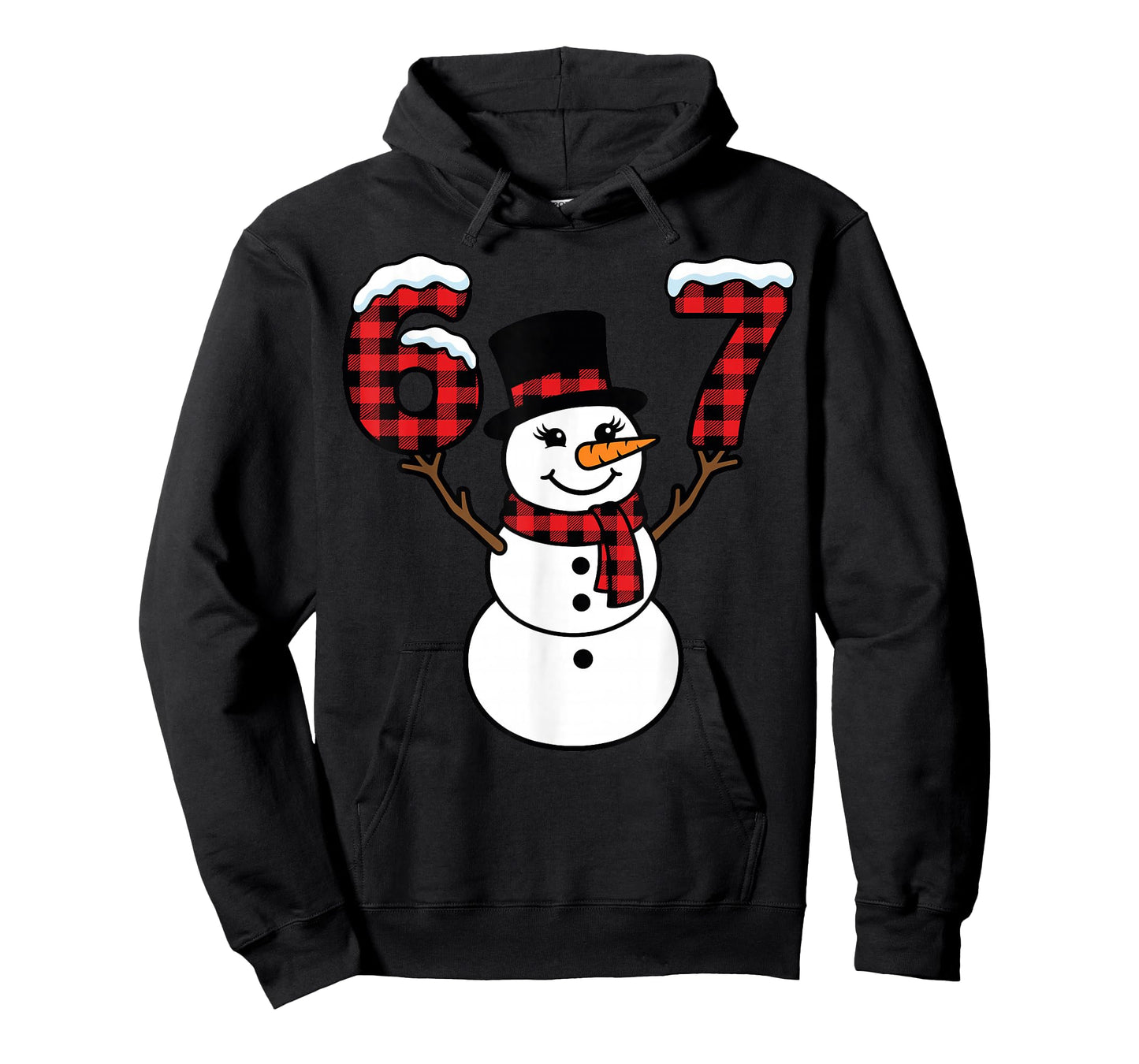 Snowman Buffalo Plaid 67 Cute Winter Number T-Shirt