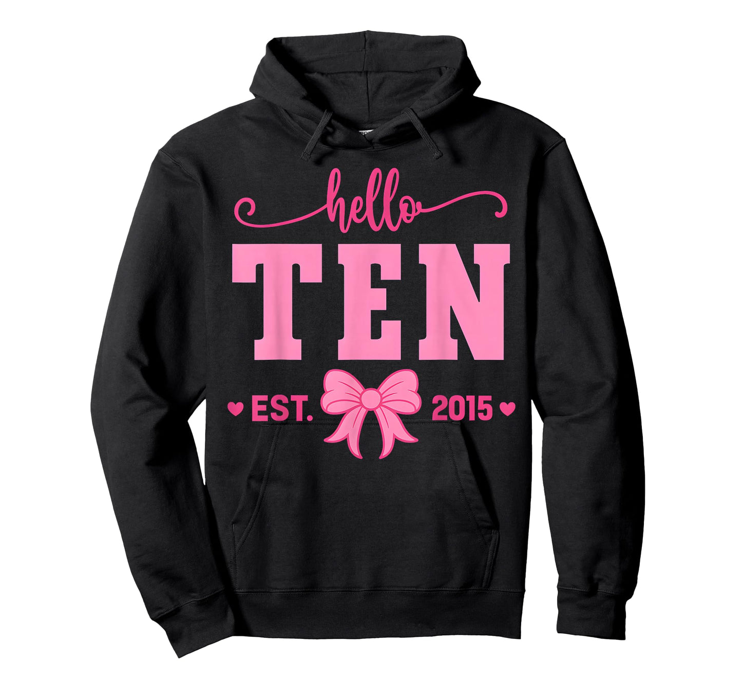 Hello Ten Est 2015 Coquette Bow 10th Birthday Girl T-Shirt