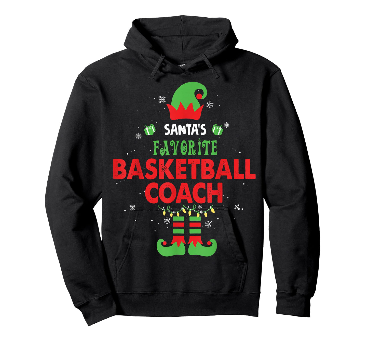 Santa's Favorite Basketball Coach Funny Elf Family Xmas T-Shirt