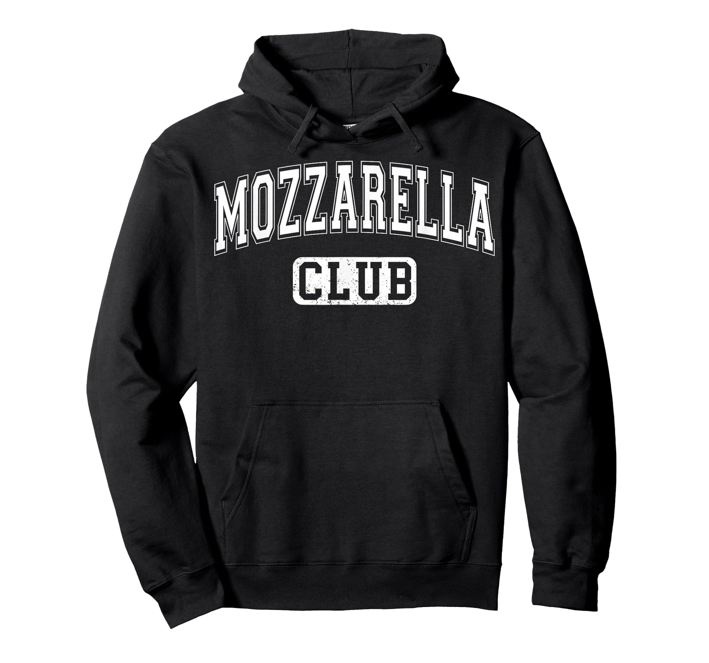 Mozzarella Club Varsity Arched Letters Funny Cheese T-Shirt