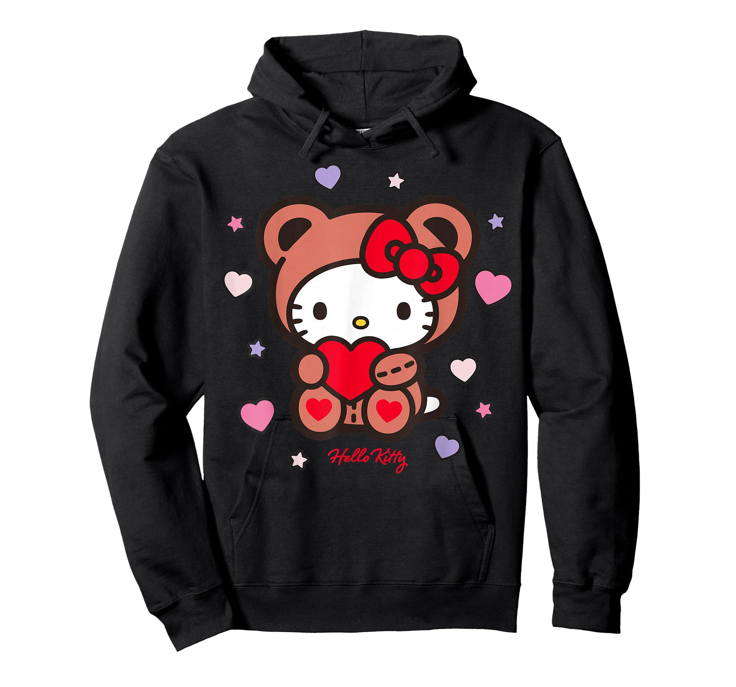 Hello Kitty Valentines Day Bear Costume Surrounded by Hearts T-Shirt