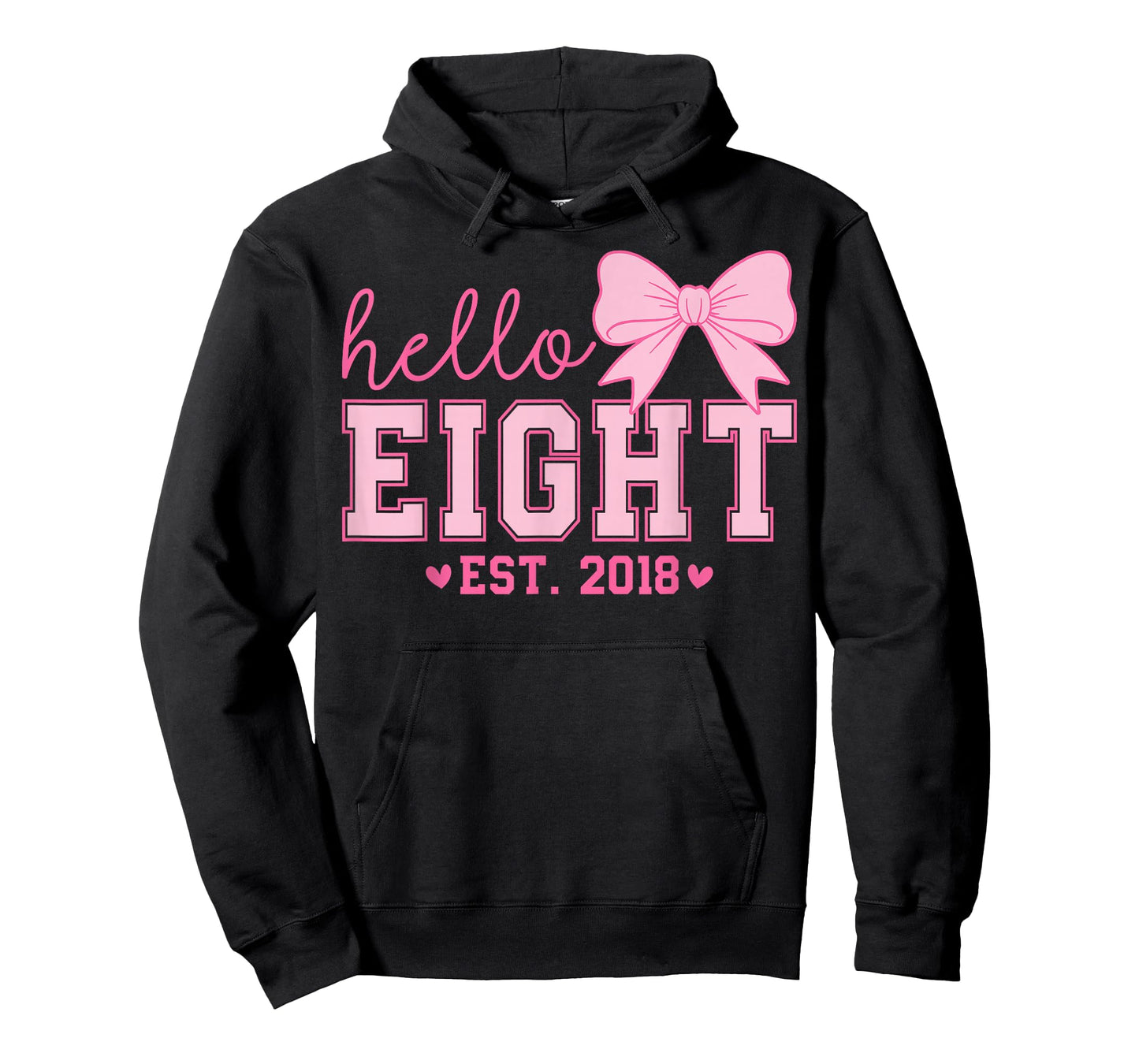 Hello Eight Est 2018 Coquette Bow 8th Birthday Girl T-Shirt