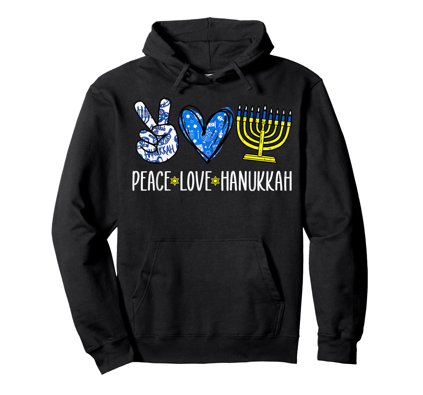 Peace Love Hanukkah Jewish Menorah Chanukah Womens Girl Kids T-Shirt