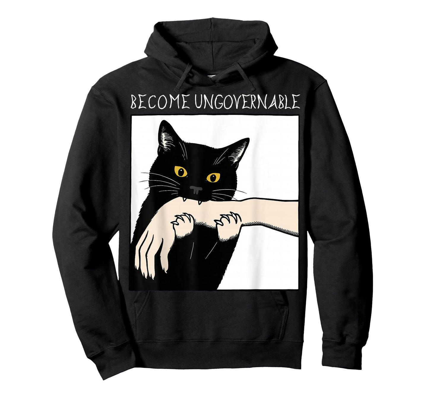 Become Ungovernable - Black Cat Biting Hand Funny Meme T-Shirt