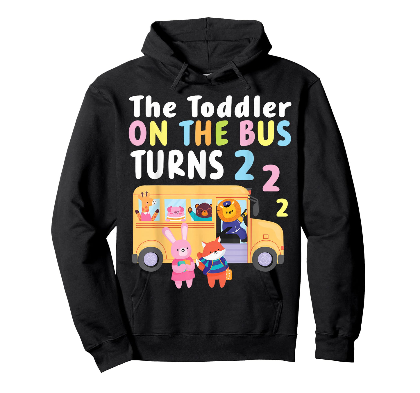 The Toddler On The Bus Turns Two Years Cute Animal Birthday T-Shirt