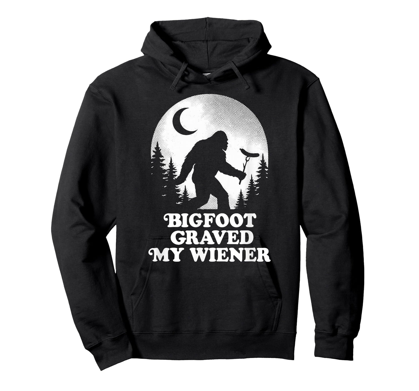 Funny Bigfoot Grabbed My Wiener Retro Sasquatch Moon T-Shirt