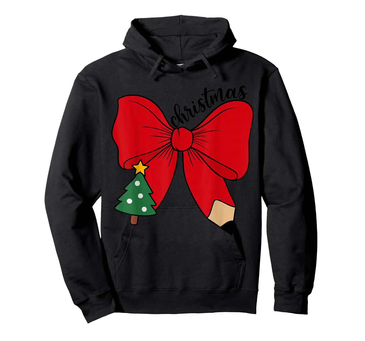 Cute Christmas Teacher Red Bow with Pencil Holiday Classroom T-Shirt