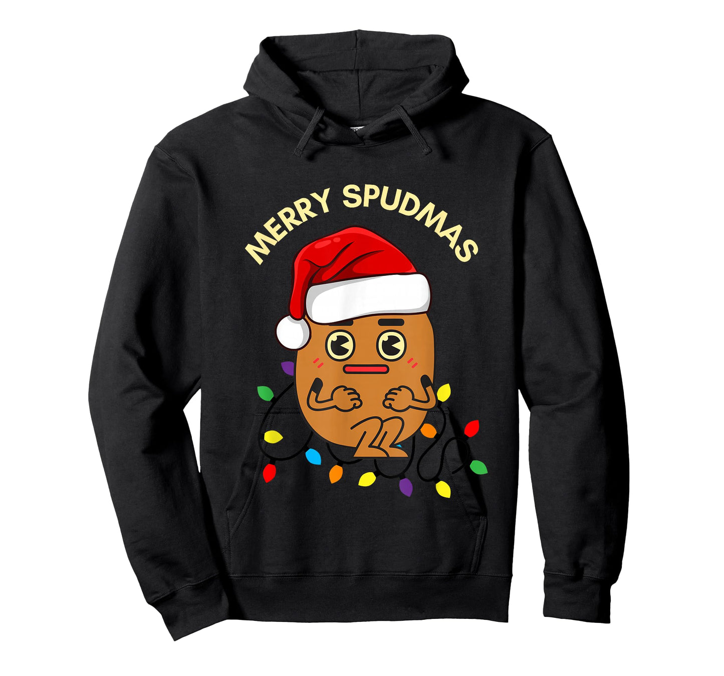Merry Spudmas Funny Potato Santa Holiday Lights Christmas T-Shirt