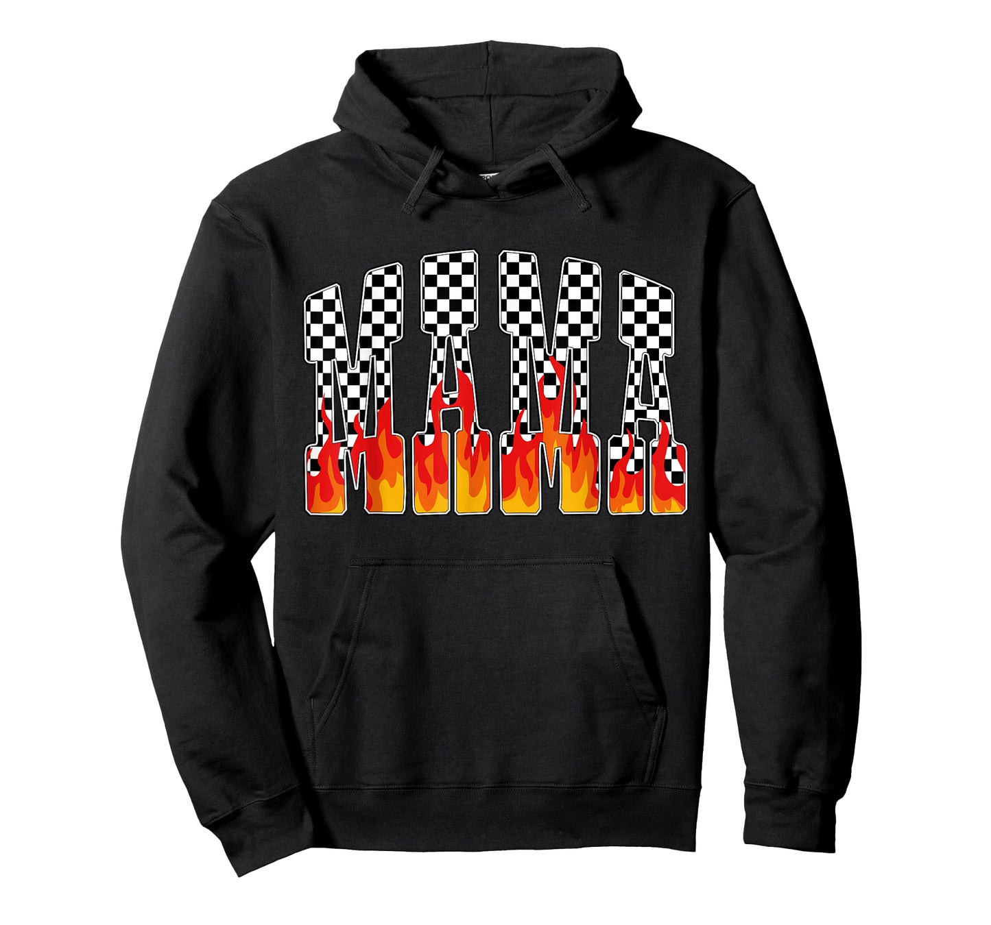 Mama Flame Race Retro Mom Fire Checkered Mother's Day T-Shirt
