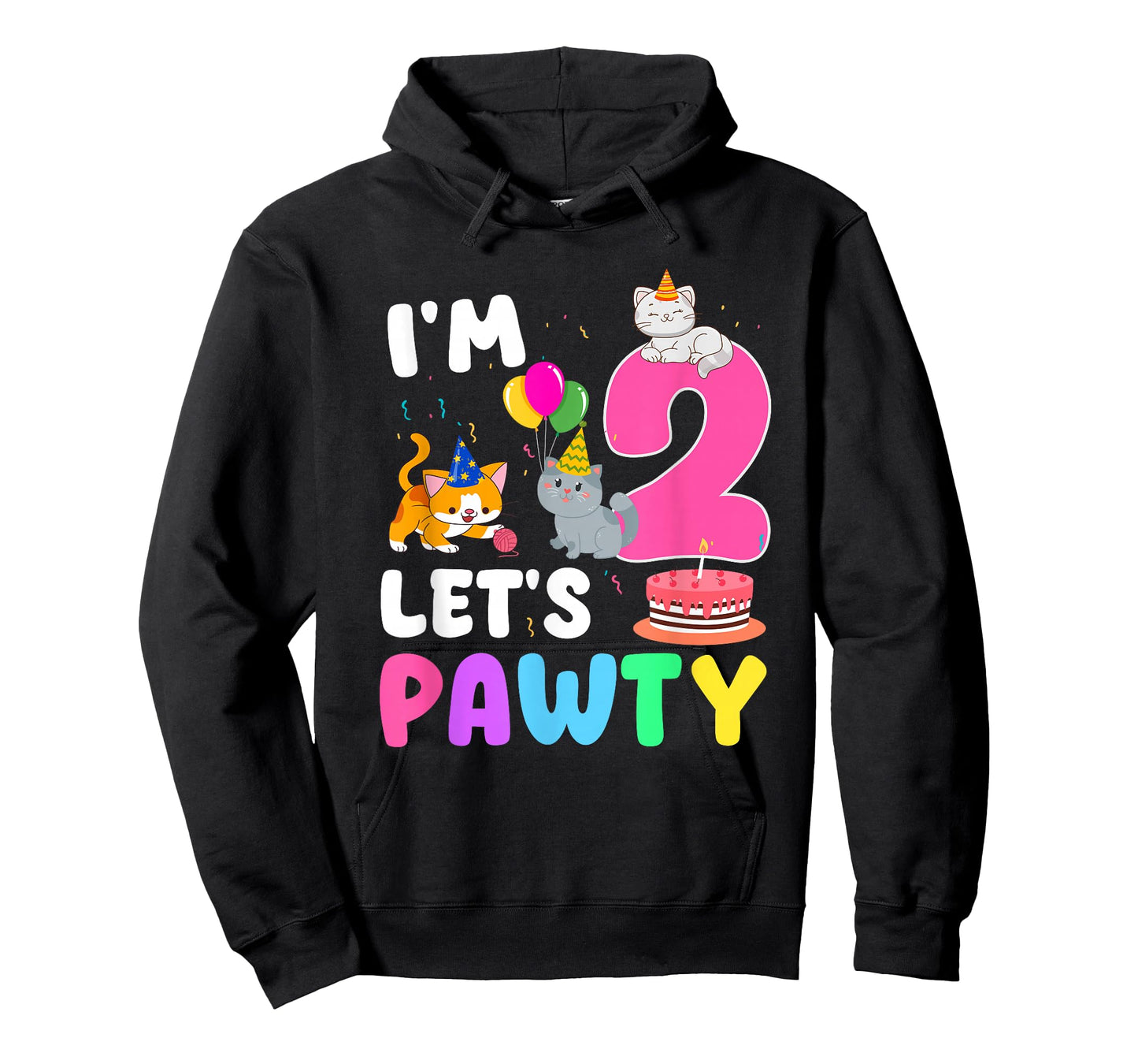 I'm 2 Let's Pawty 2 Year Old Birthday Girl Cat Theme Party T-Shirt
