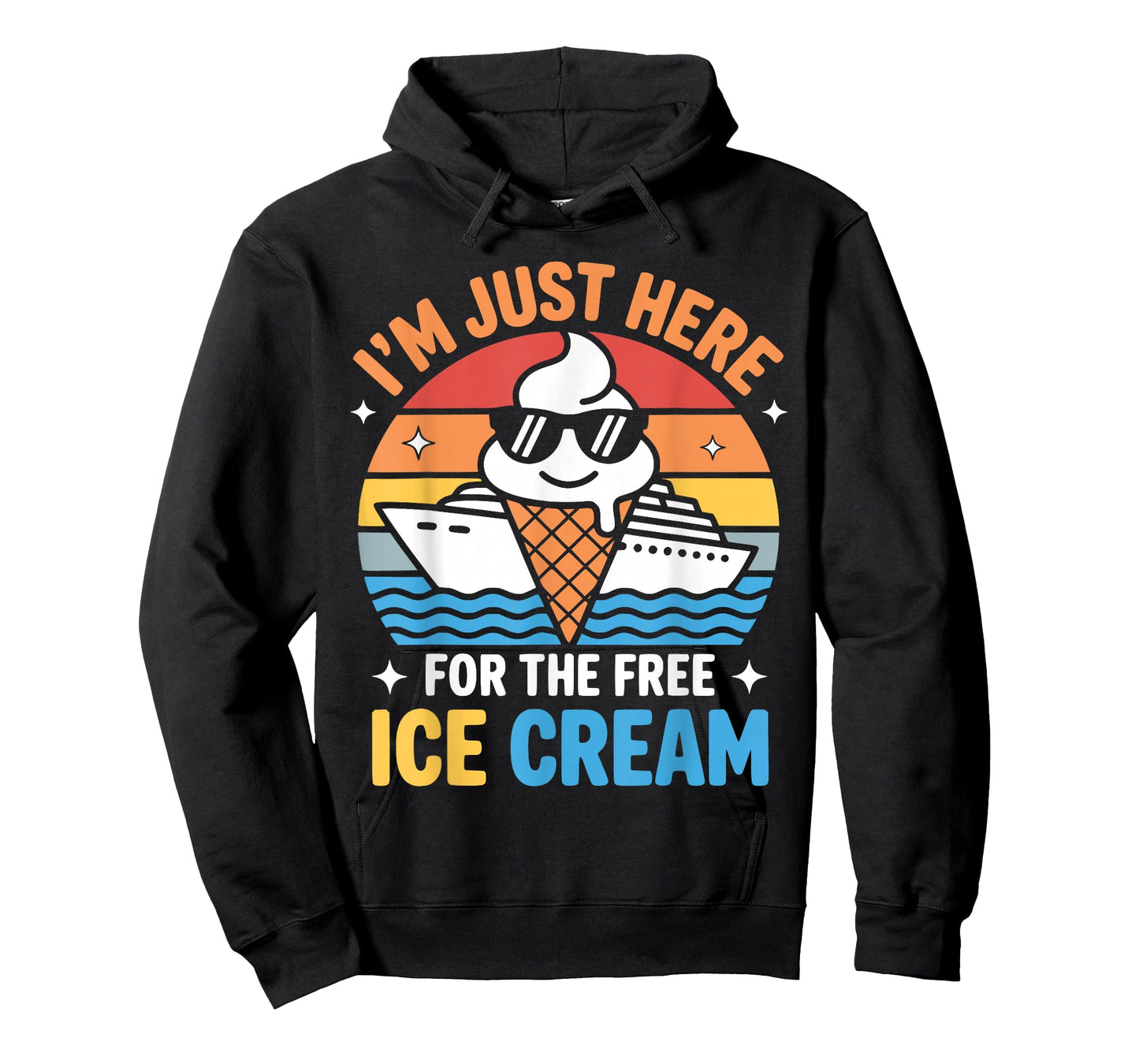 Just Here for Free Ice Cream Funny Cruise Travel Matching T-Shirt