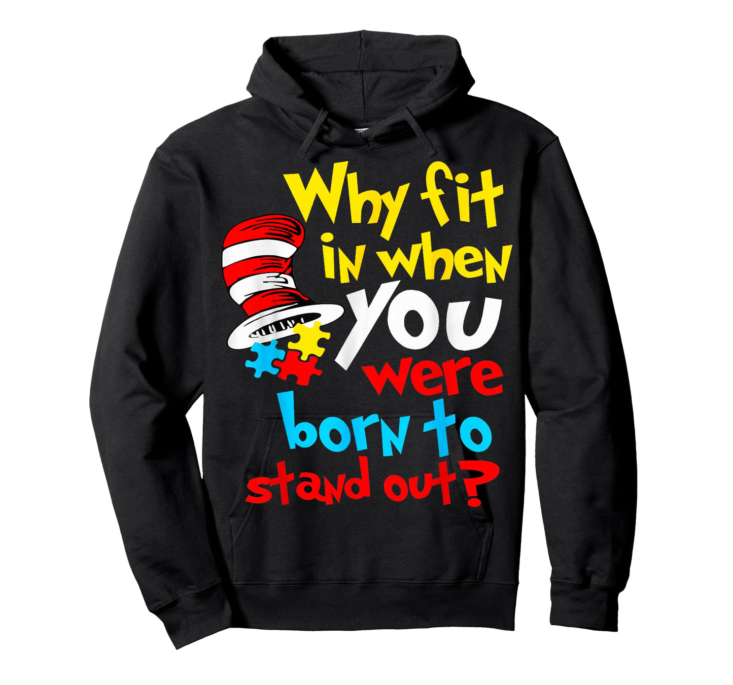 Why Fit in Doctor Teacher Cat in Hat Cool Autism Awareness T-Shirt