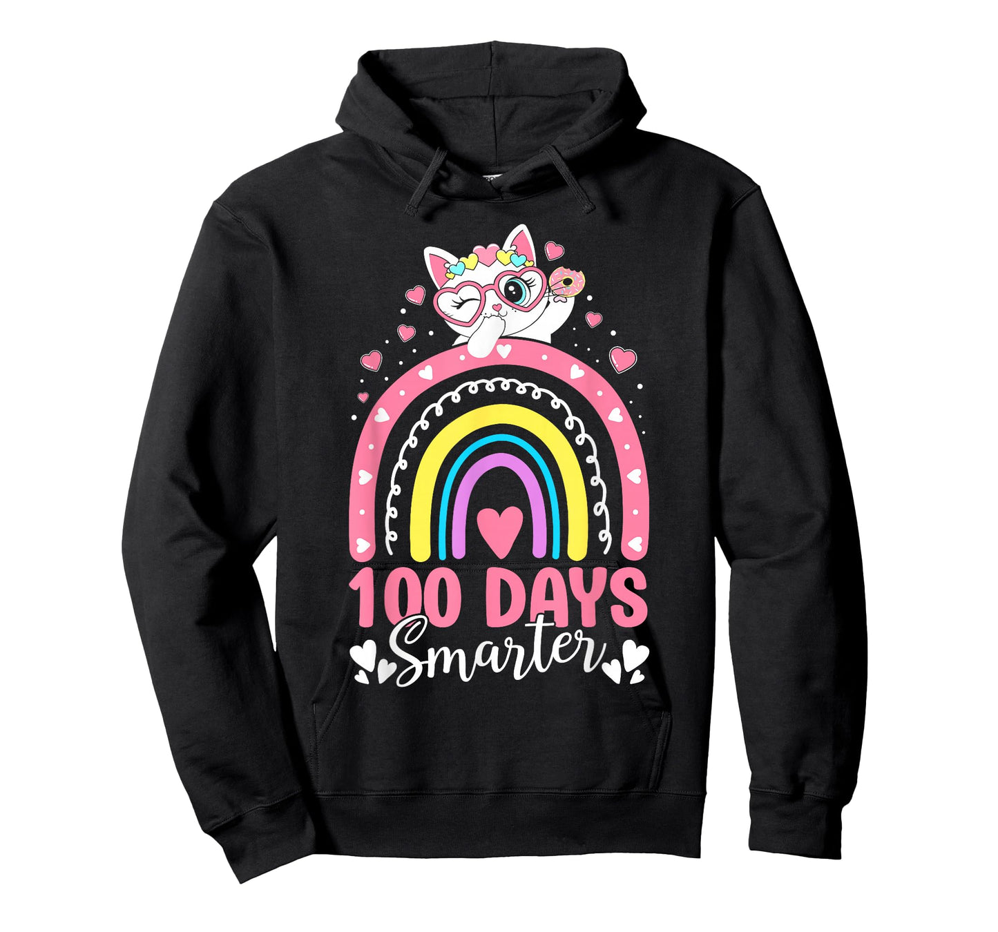 100 Days of School Kids Kitten Cat 100th Day of School Girls T-Shirt