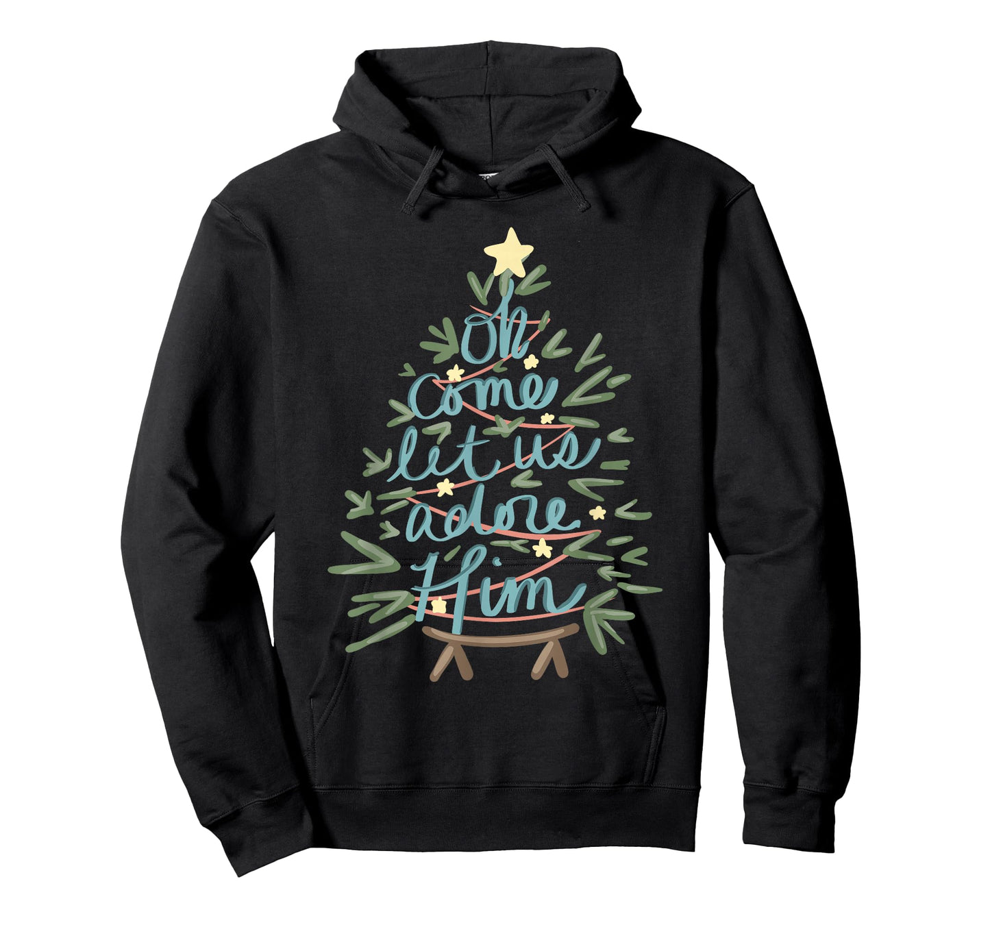 Vintage O Come All Ye Faithful Religious Christian Xmas Tree T-Shirt