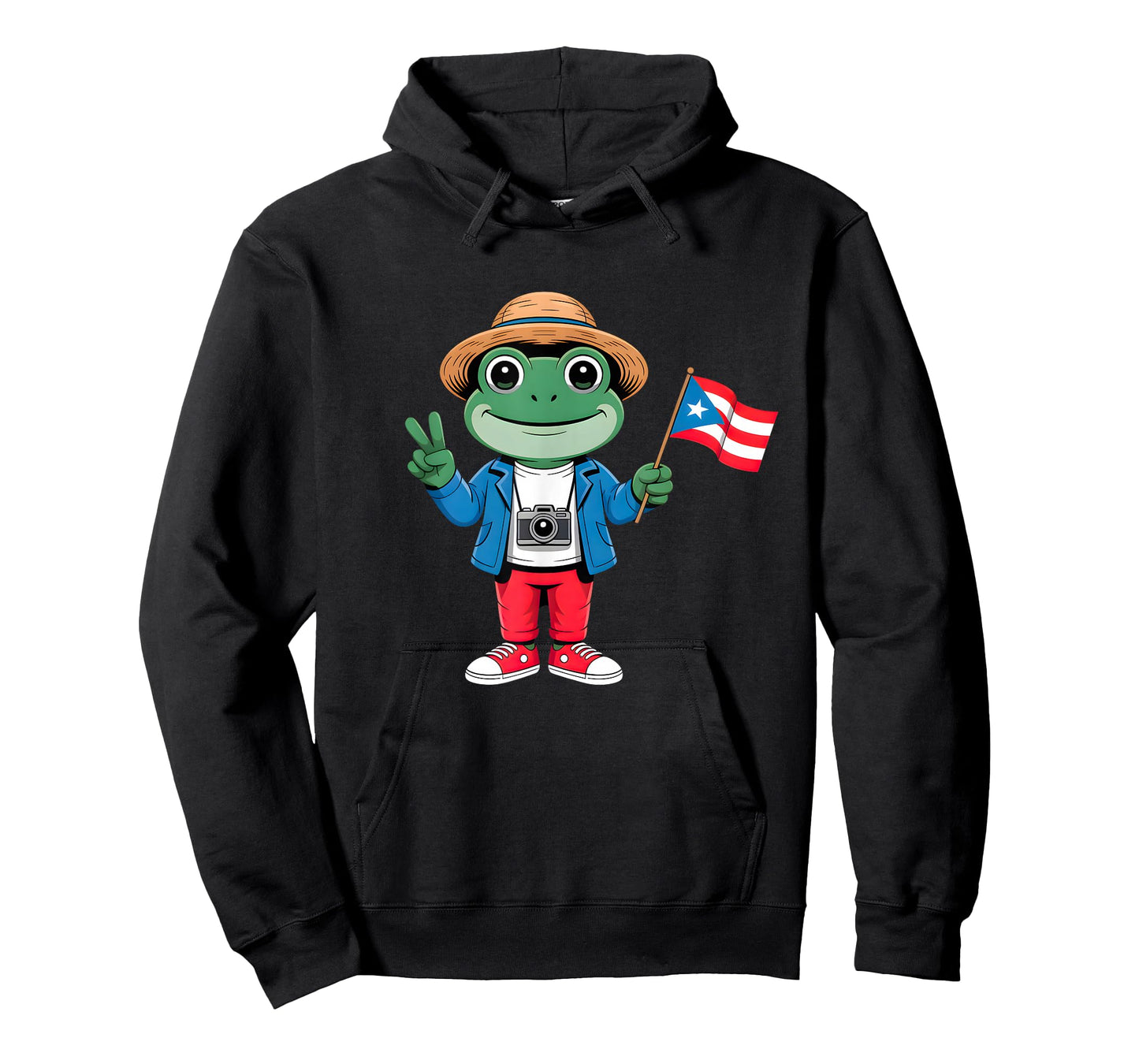 Coqui Frog Puerto Rico Flag Peace Sign for Kids Girls T-Shirt