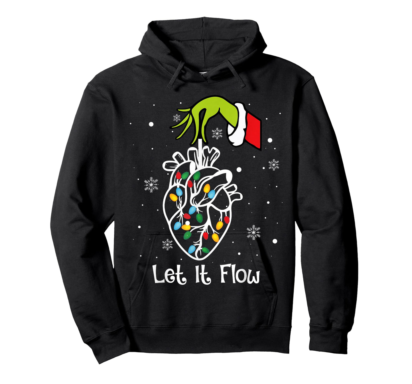 Funny Let It Flow Anatomy Heart Cardiac Nurse Santa Hat Xmas T-Shirt