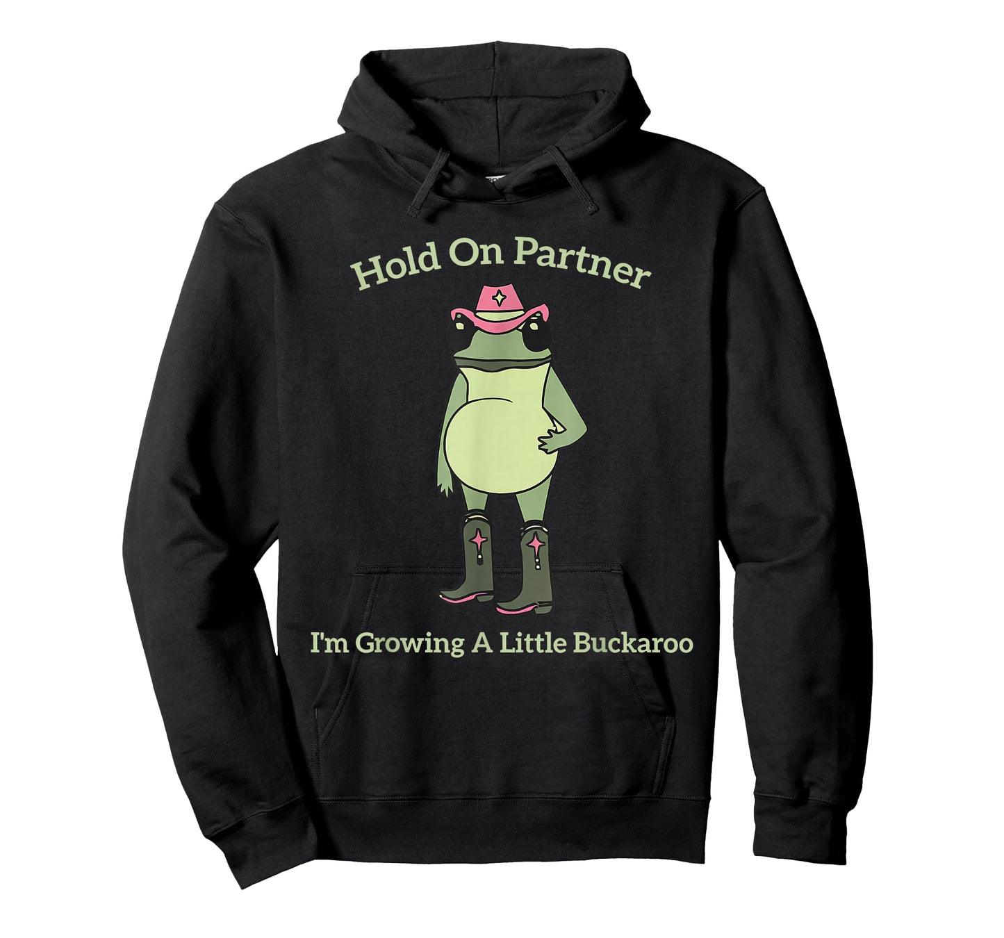 Hold On Partner I'm Growing A Little Buckaroo Frog Pregnancy T-Shirt