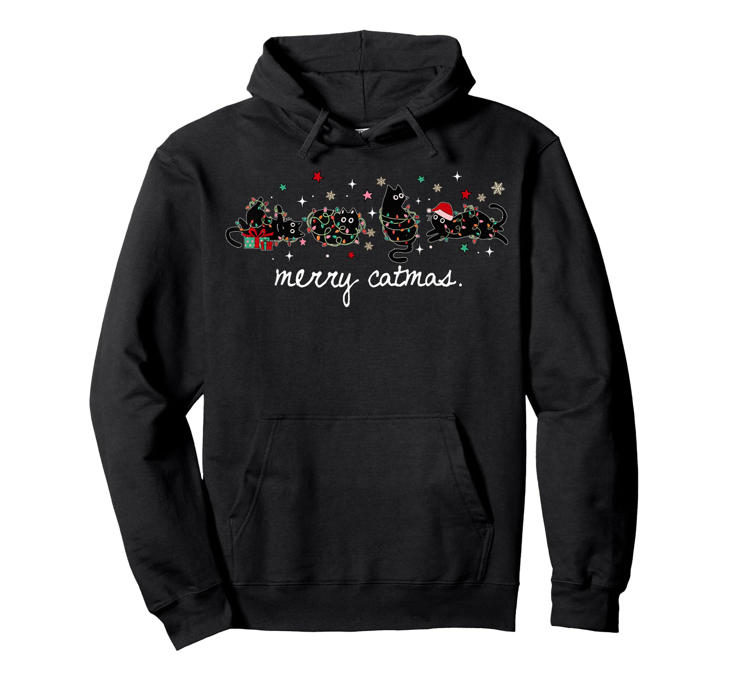 Merry Catmas Funny Christmas Meowy Cute Cats with Santa Hat T-Shirt