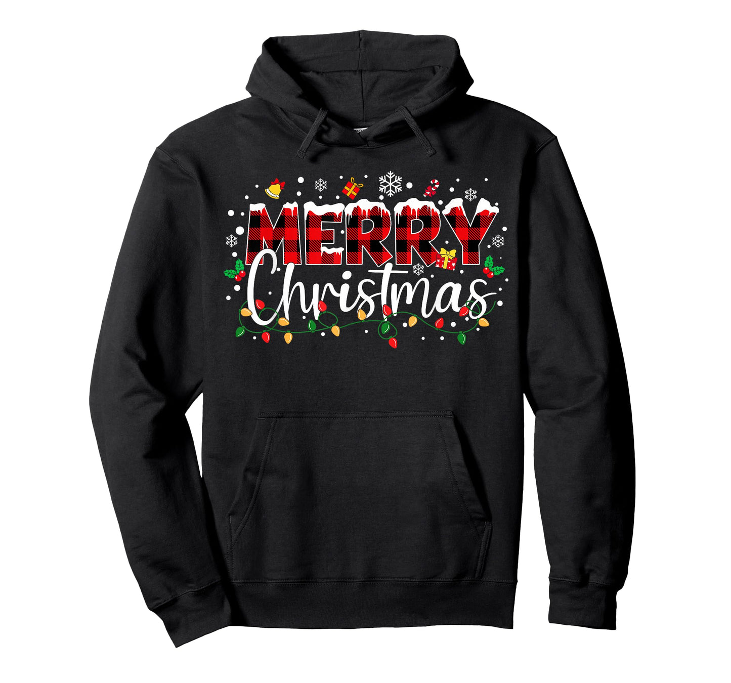 Merry Christmas Lights Red Santa Hat Xmas Family Men Women T-Shirt