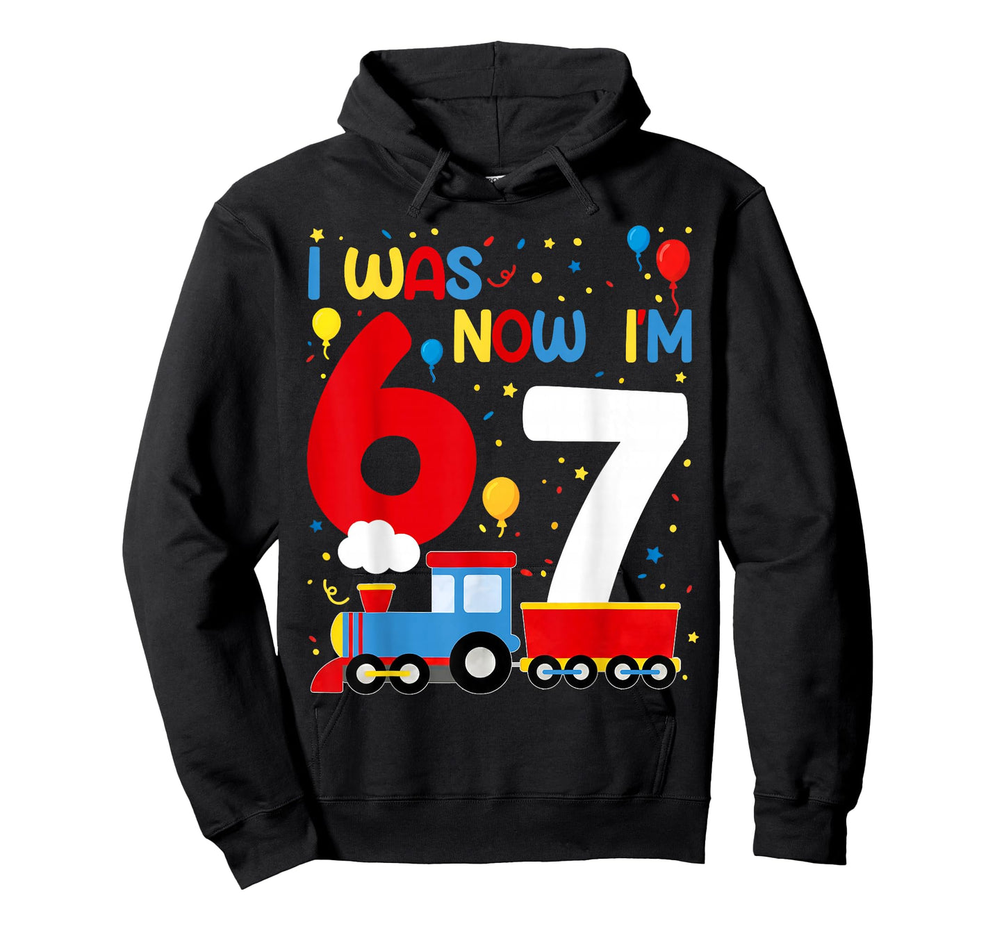 I was 6 Now I'm 7 Year Old Train Birthday Party 67 Meme Kids T-Shirt