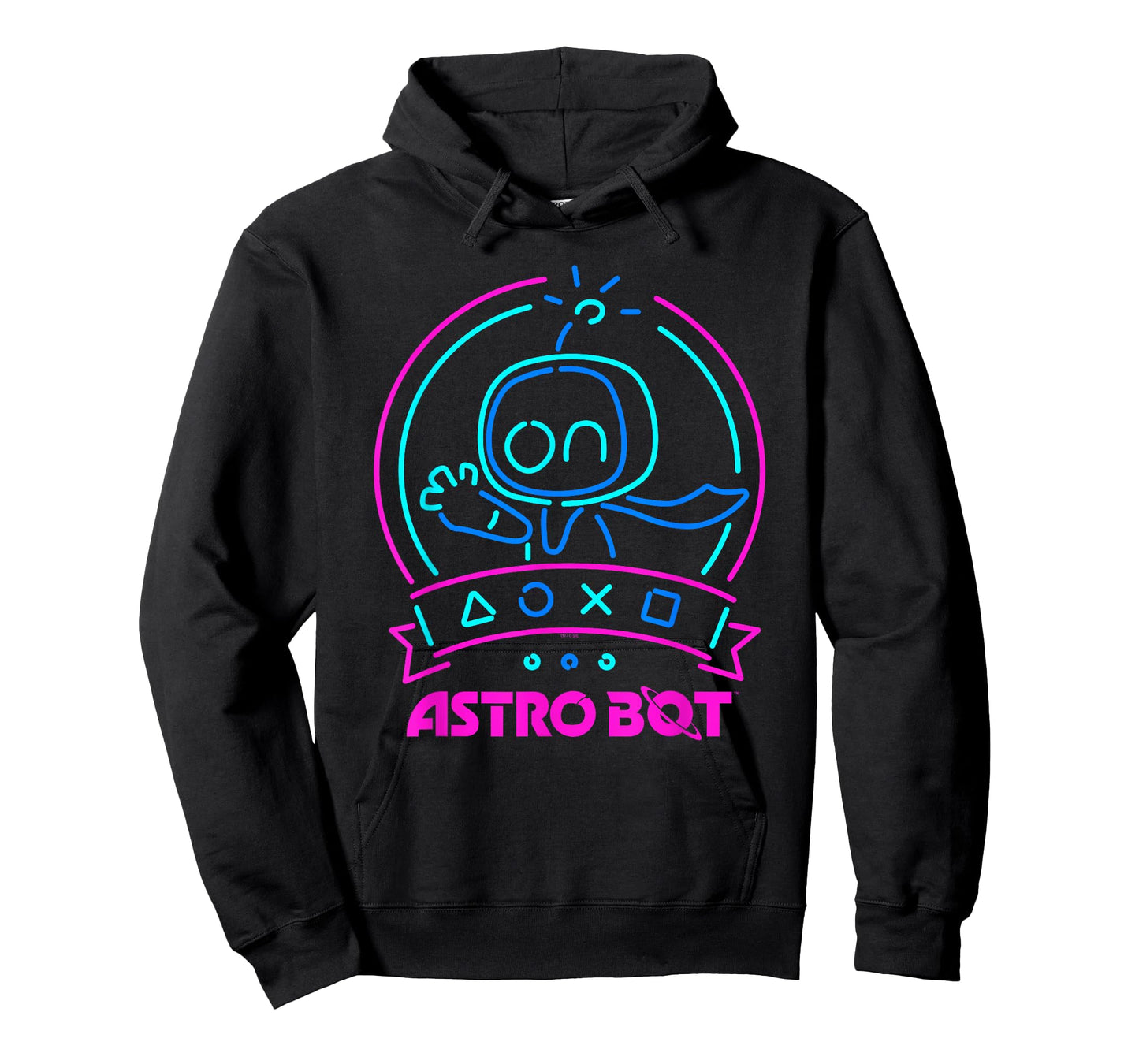 Astro Bot Neon Waving Character with Icons Video Game T-Shirt