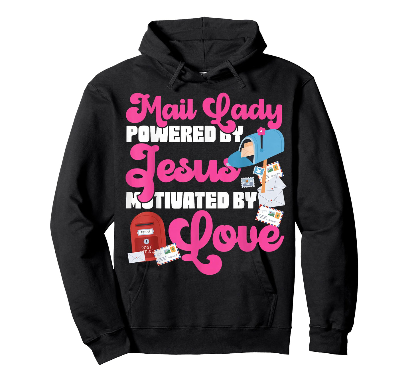 Postman Mailman Jesus Faith Christian Mail Lady Powered by T-Shirt