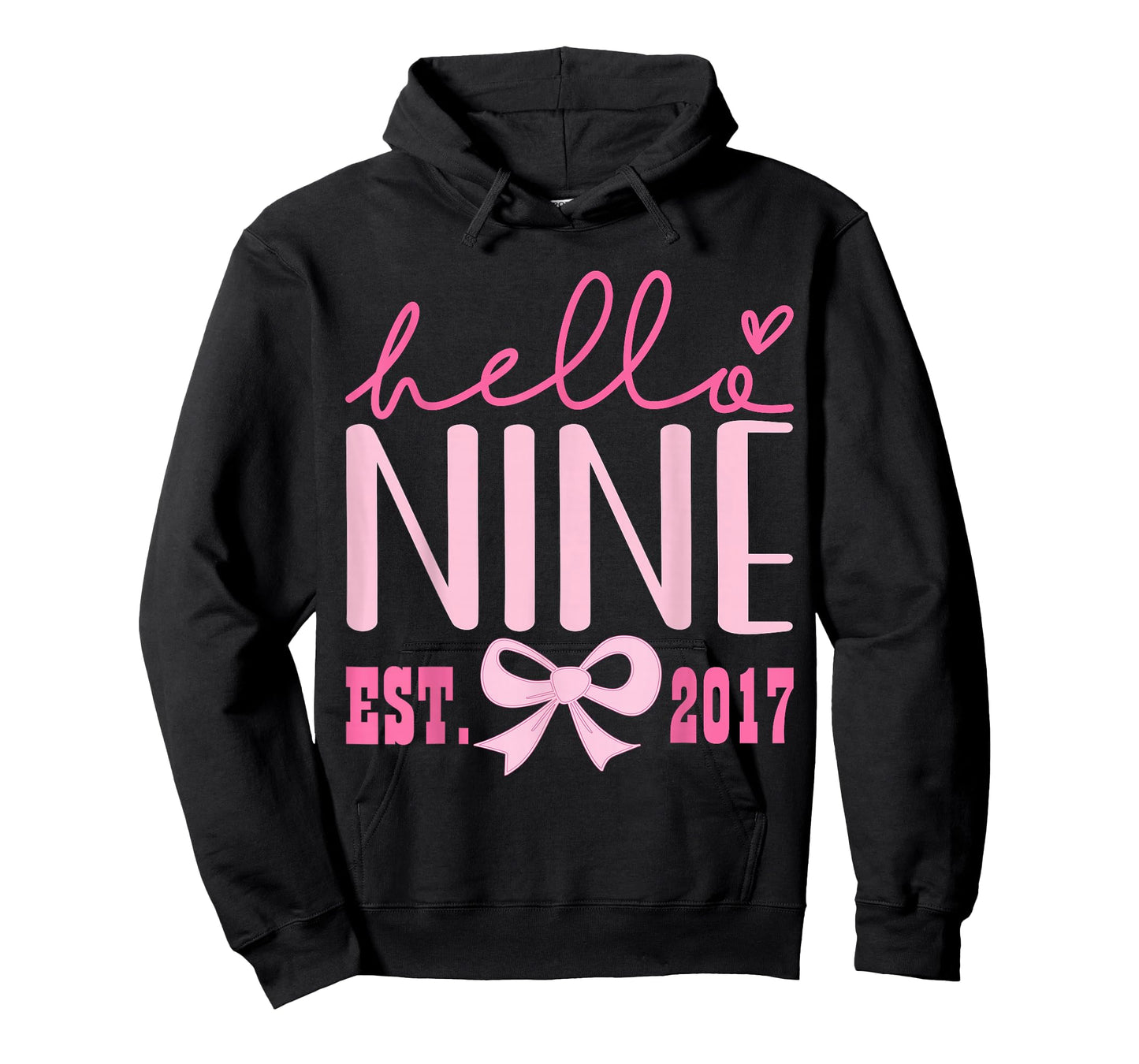 Hello Nine Est 2017 Cute Coquette Bow 9th Birthday Girls T-Shirt