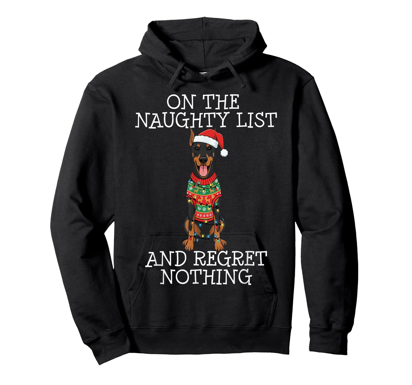 Funny Christmas Doberman Pinscher Naughty List T-Shirt