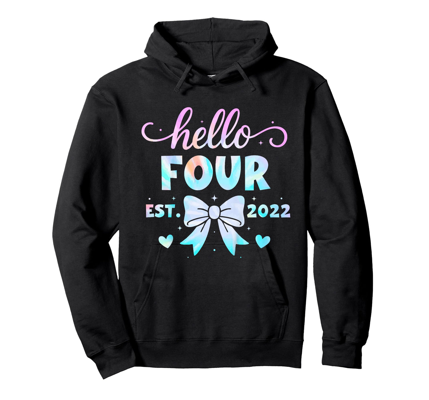 Kids Hello Four Coquette Bow 4th Birthday Girl, 4 Year Old Kids T-Shirt