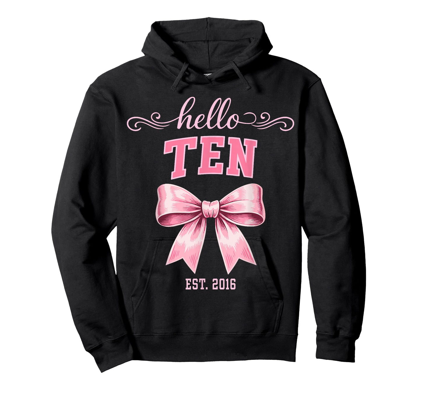 Hello Ten Est 2016 Cute Coquette Bow 10th Birthday Girls T-Shirt