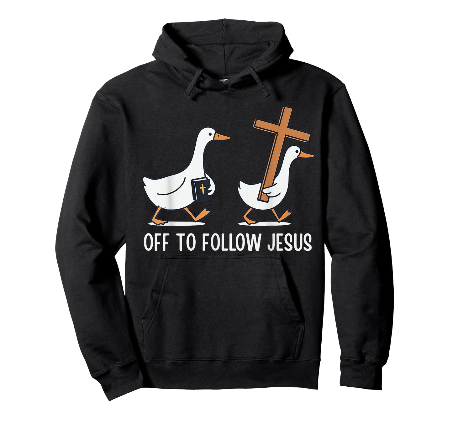 Off to Follow Jesus Christian Funny Goose Faith Cross Bible T-Shirt