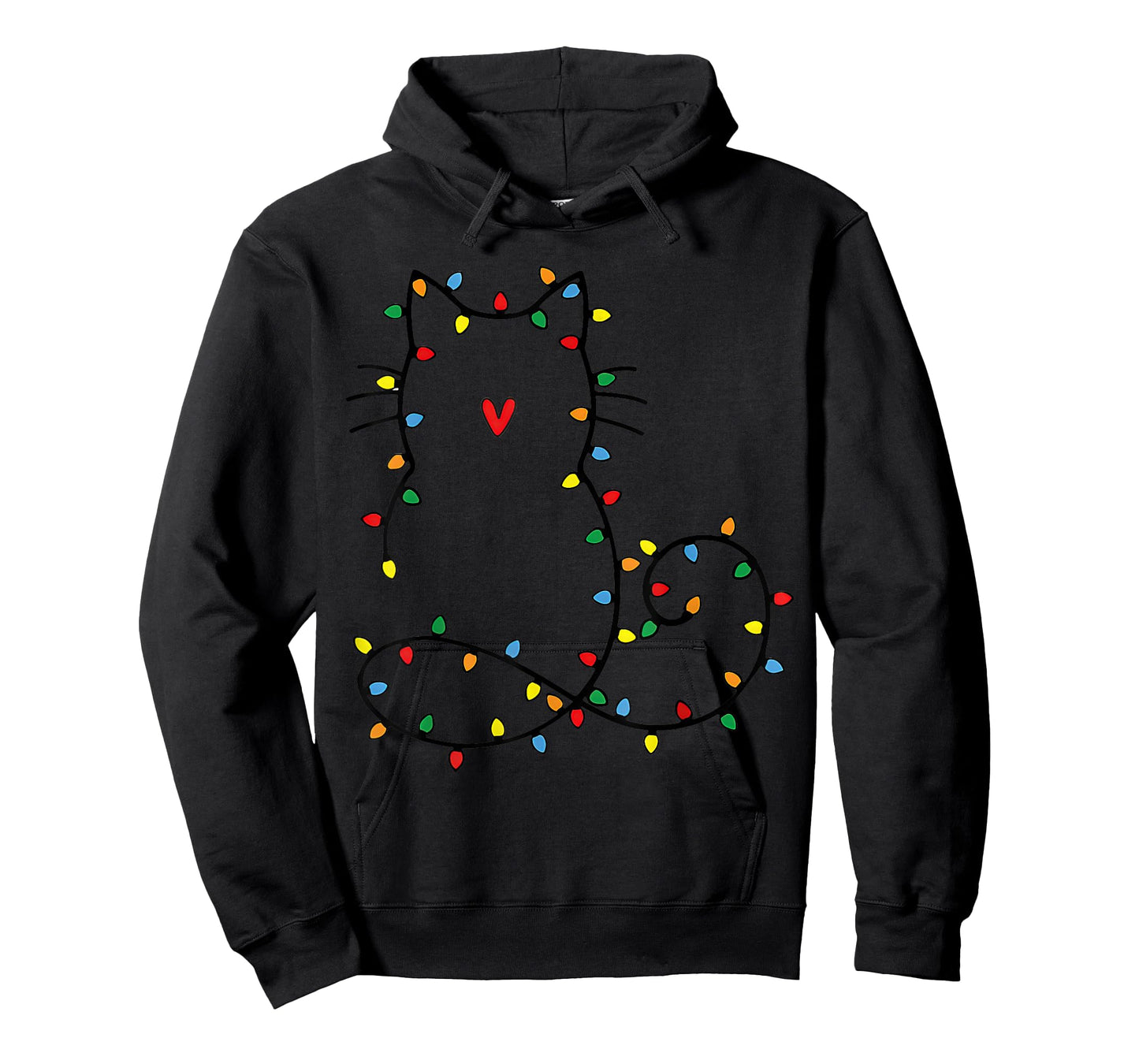 Cute Cat Christmas Light Graphic Cat Black Mom Lover T-Shirt