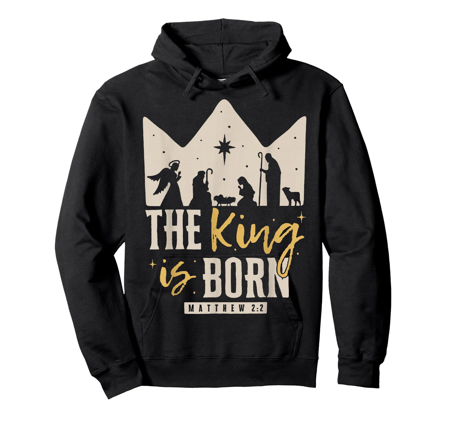 Retro Religious Christmas The King is Born Christian T-Shirt