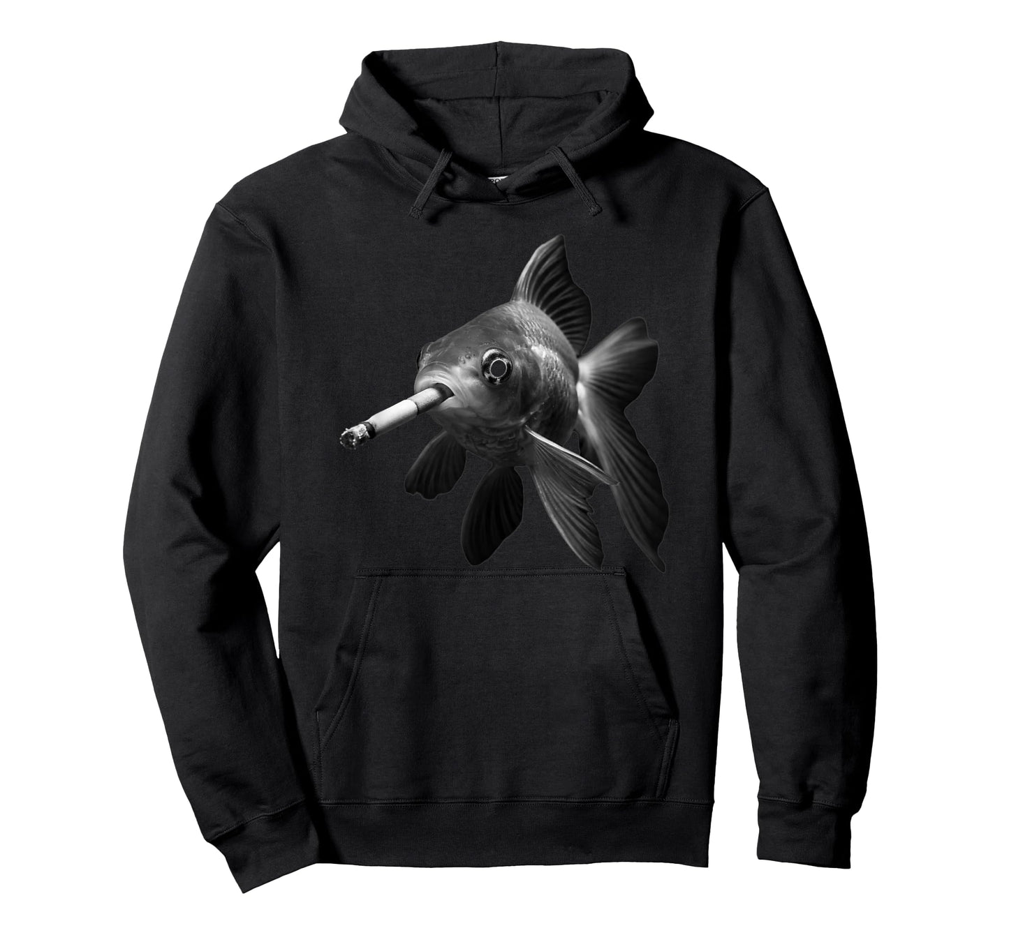 Smoking Black White Cigarette Fish Art T-Shirt