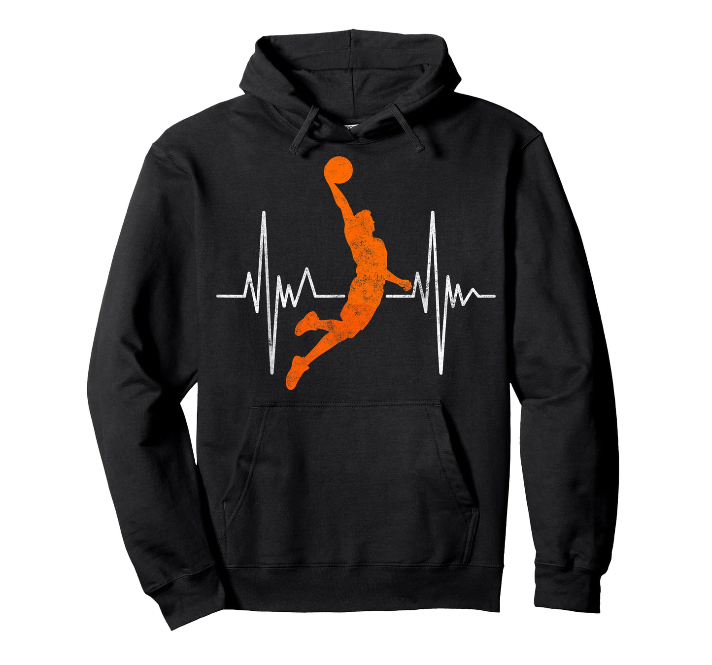 Vintage Heartbeat Basketball Player Ball Slam Dunk Fan Hoops T-Shirt