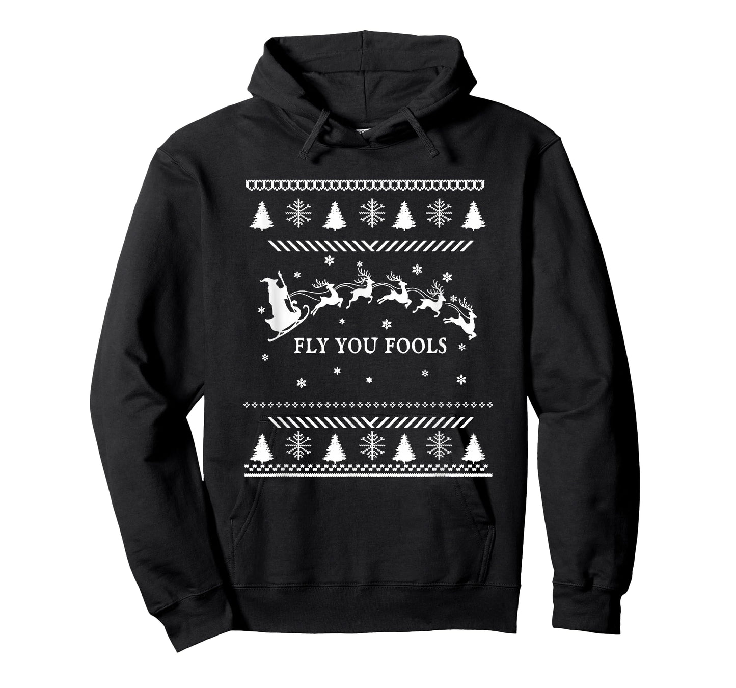 Fly You Fools Wizard Santa Sleigh Reindeer Christmas T-Shirt