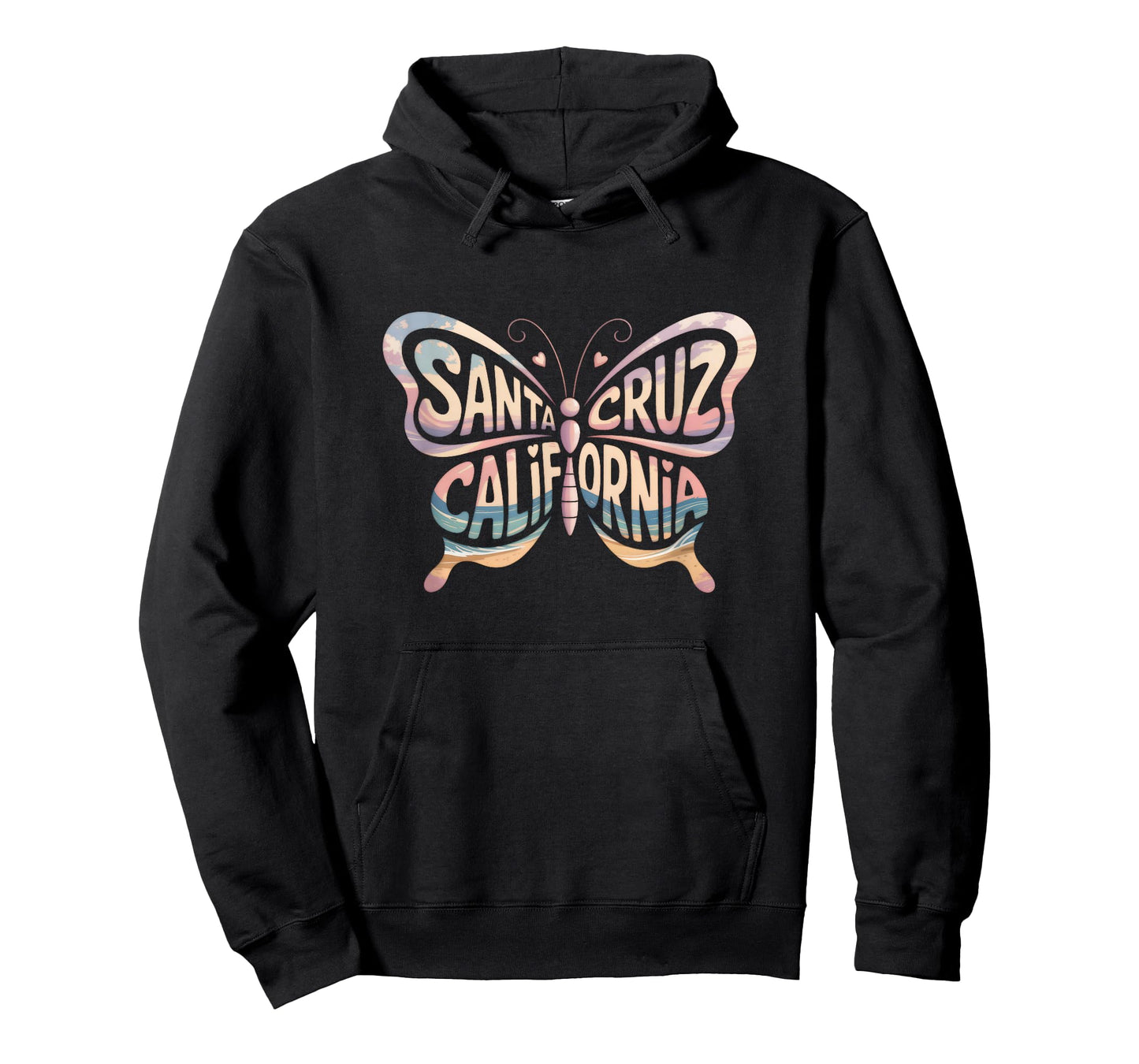 Santa Cruz Butterfly - California Beach City Name Word Art T-Shirt
