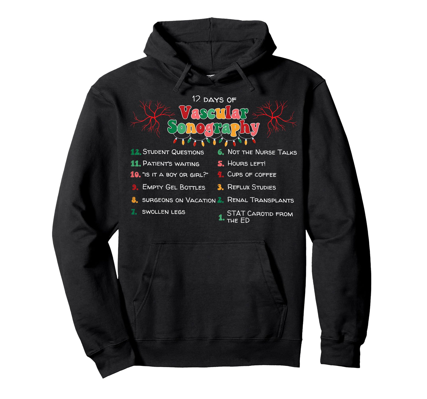 12 Days Vascular Sonography Christmas RDMS Ultrasound Tech T-Shirt