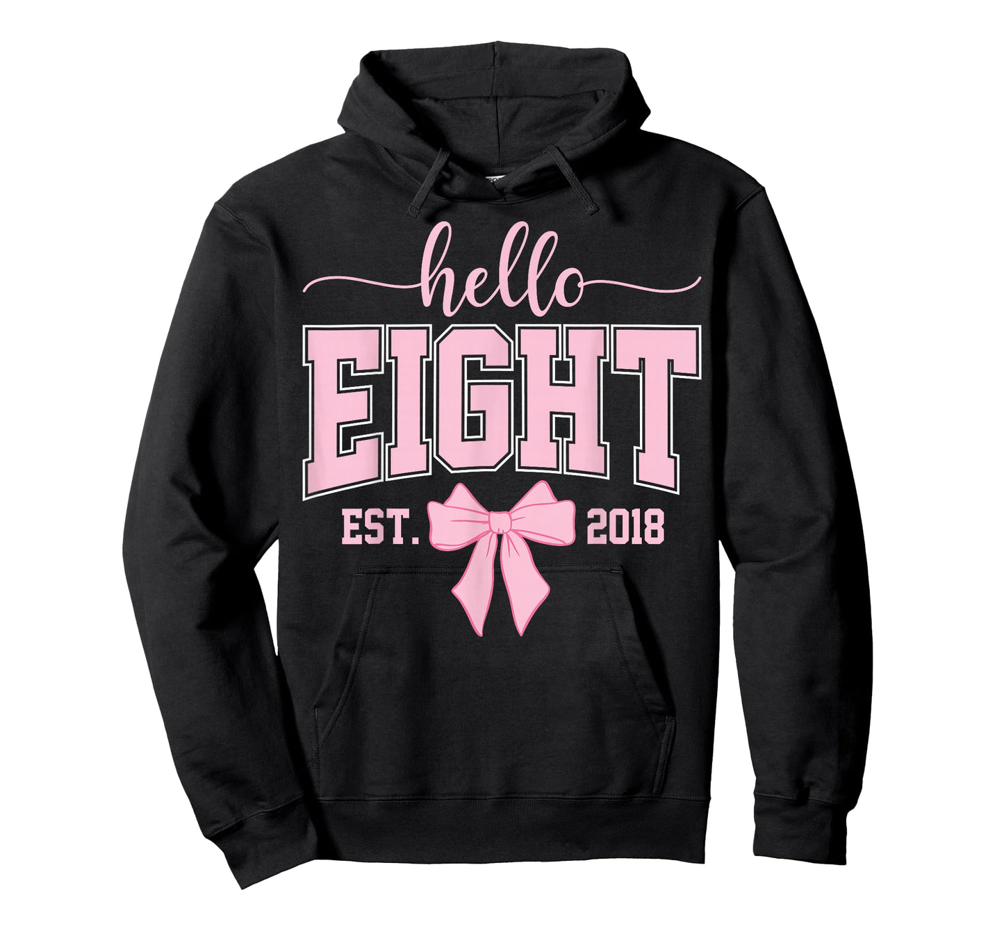 Hello Eight Est 2018 Coquette Bow 8th Birthday Girl T-Shirt