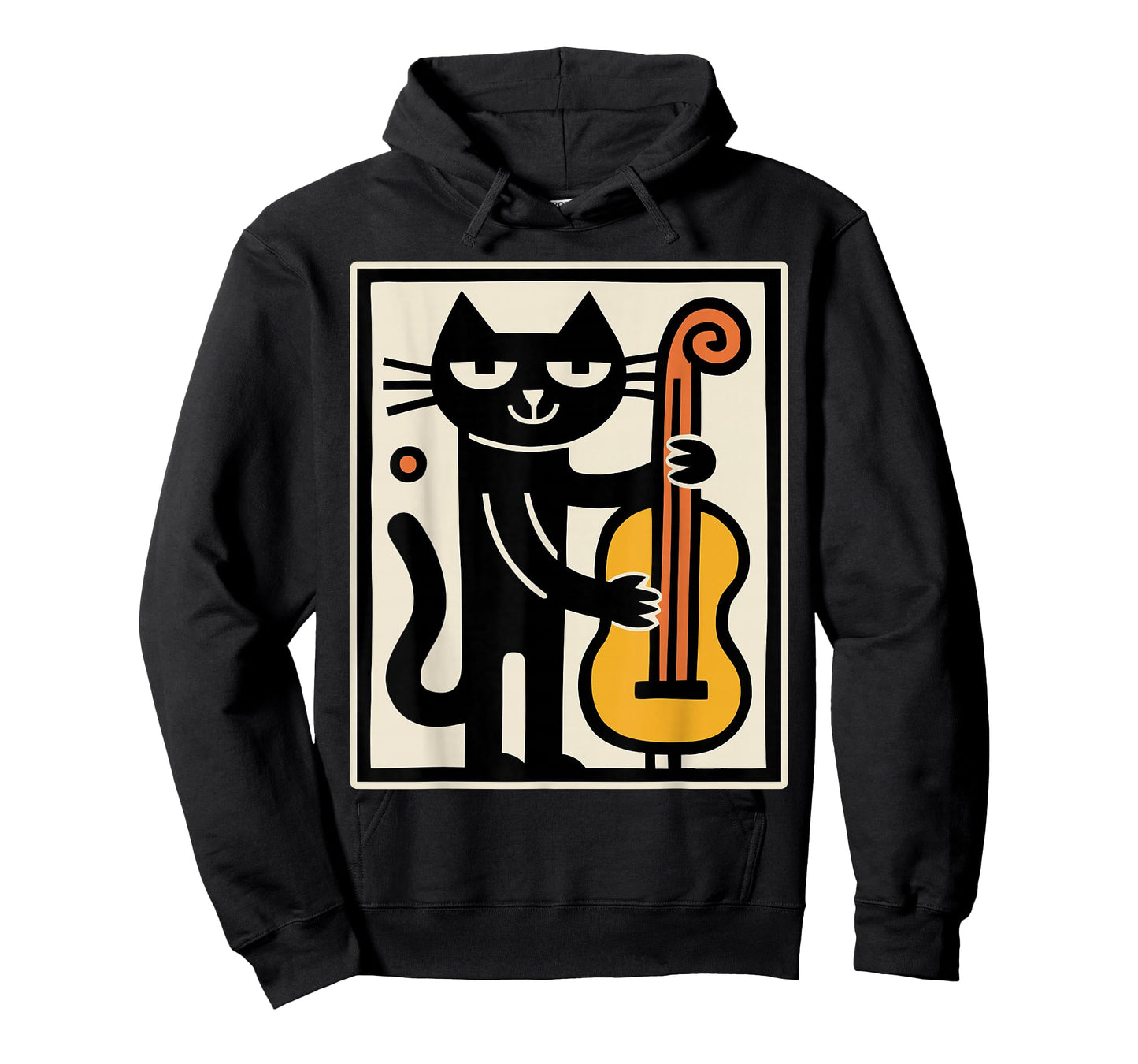 Cat Playing Contrabass Upright Bass Music Art T-Shirt