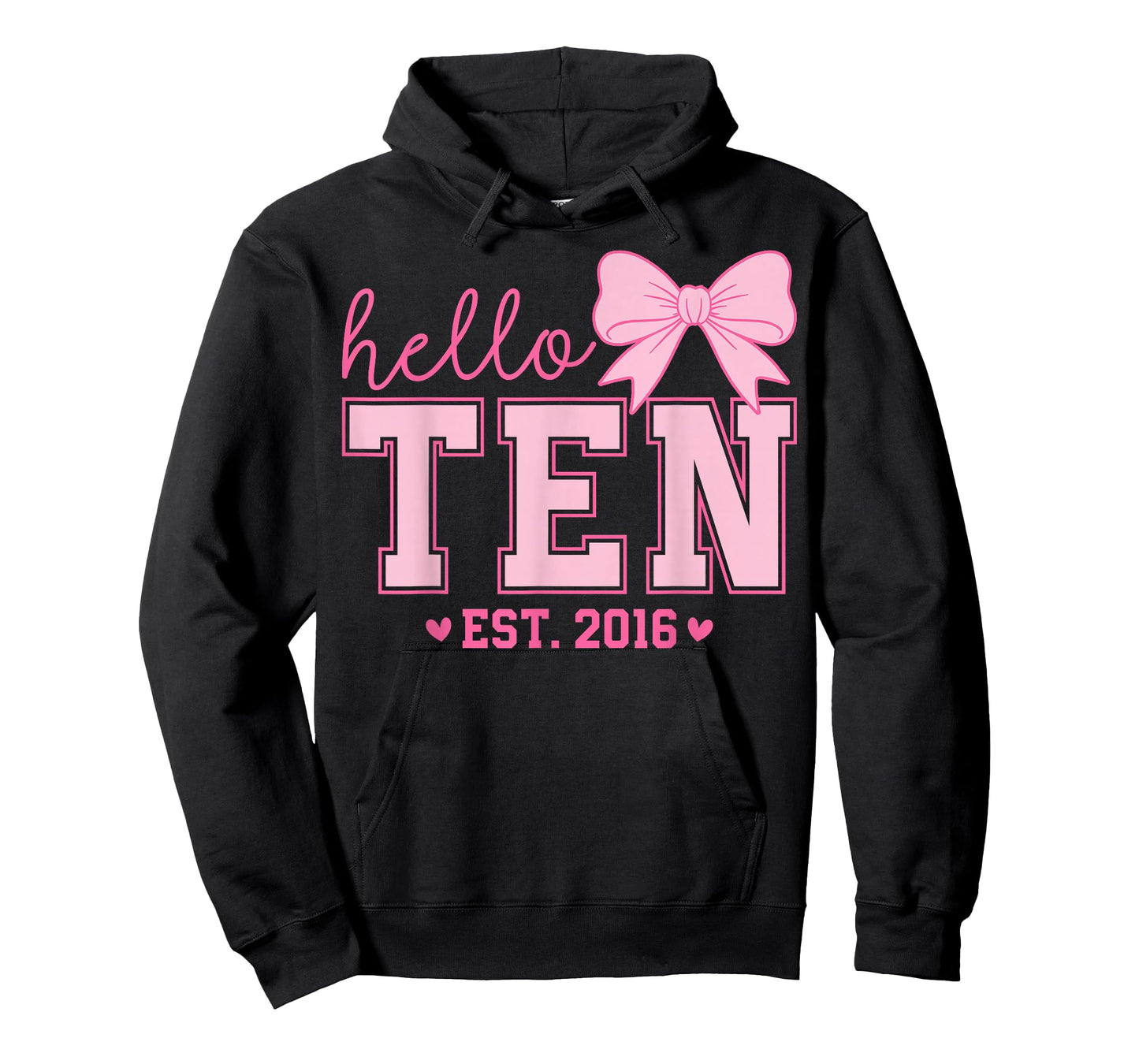 Hello Ten Est 2016 Coquette Bow 10th Birthday Girl 10 Years T-Shirt