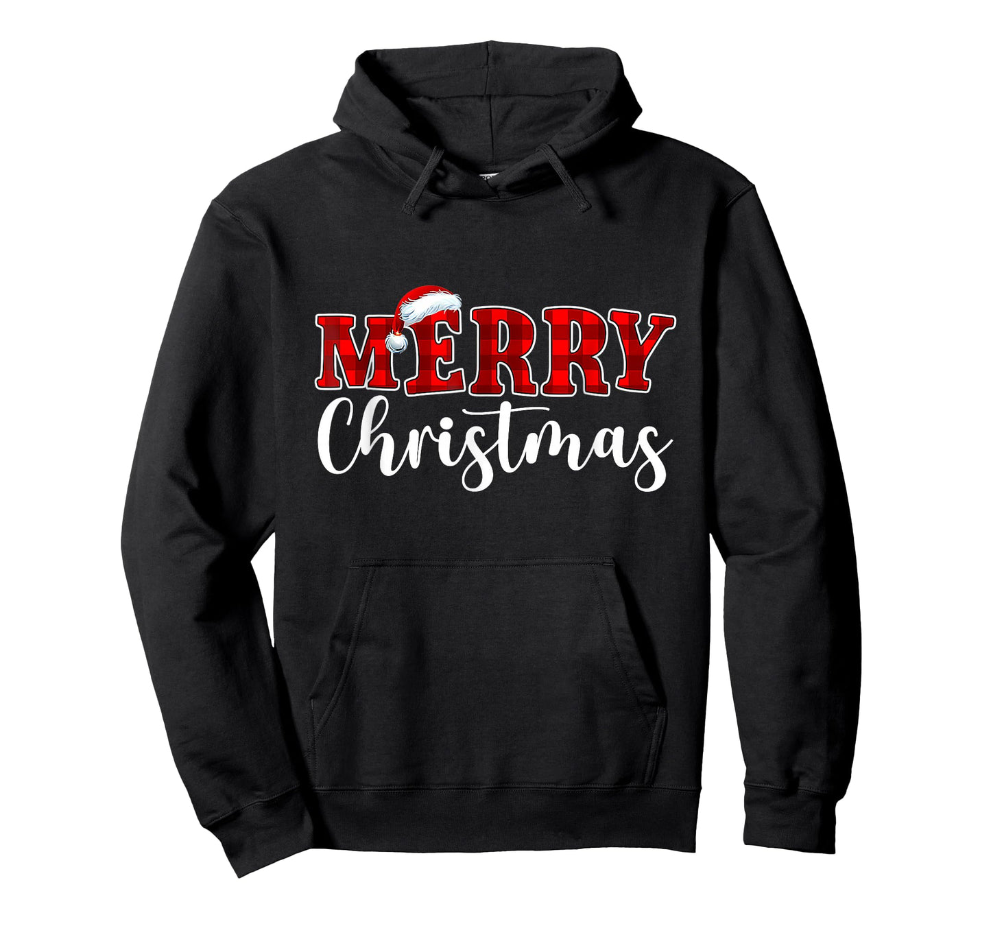 Merry Christmas Buffalo Plaid Red Santa Hat Xmas Pajamas T-Shirt
